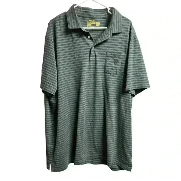 Polo Ralph Lauren Performance Short Sleeve Shirt Black Gray Striped Size XXL‎ - Picture 1 of 8